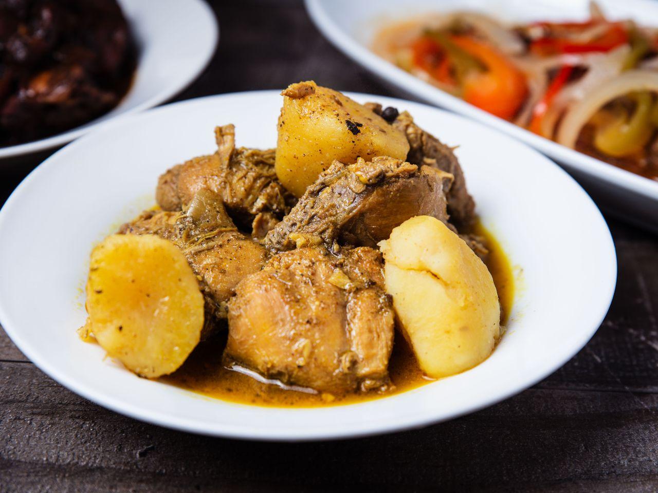 Brown stew, curry goat, and fresh juices at Sweet Spice Restaurant