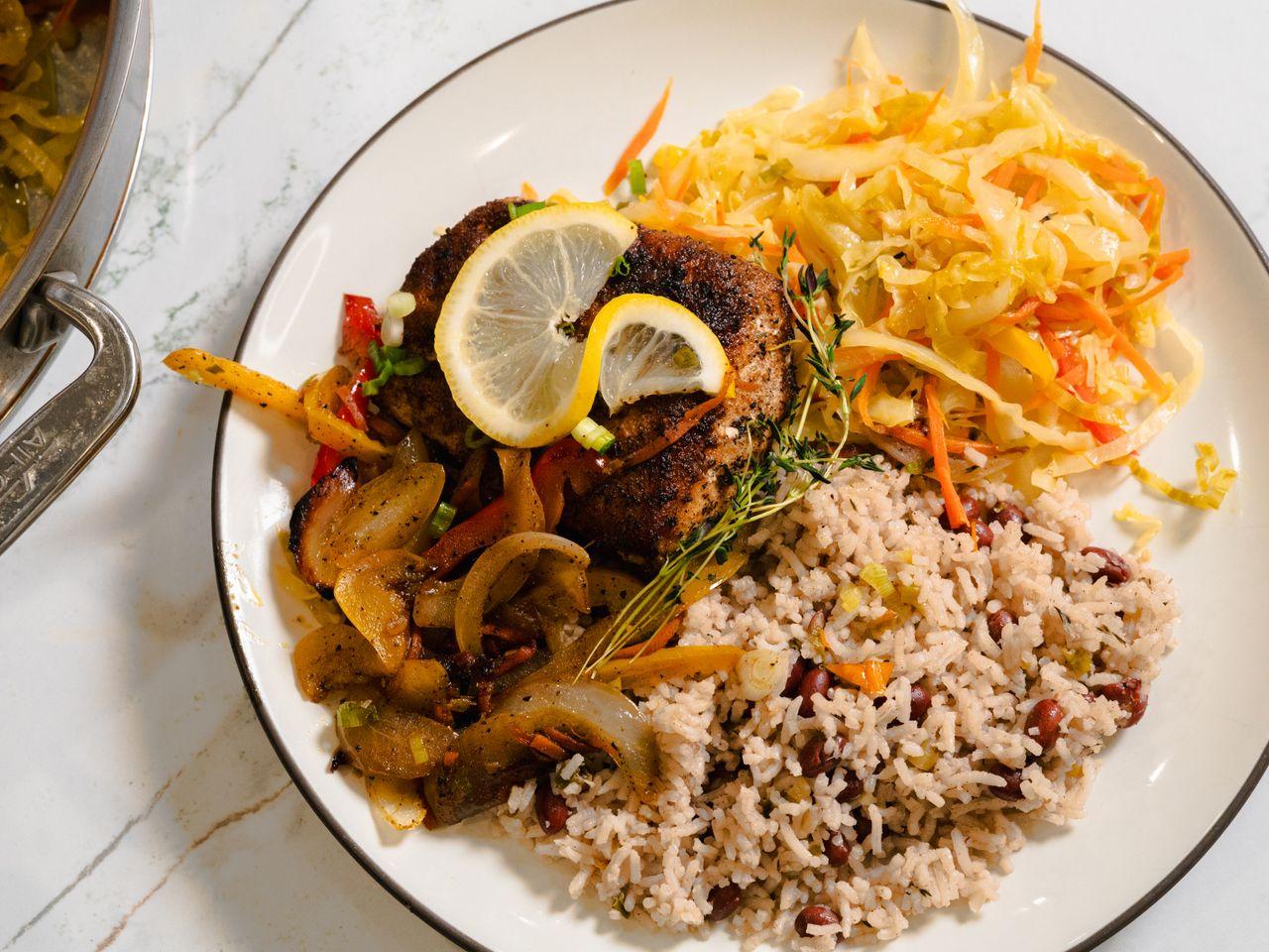 Jerk chicken and lobster at 3 Dives Jerk Centre